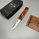 Heretic Knives Colossus OTF AUTO 3.5" CPM-MagnaCut Stonewashed Clip Point Combo Blade, orange Aluminum Handles