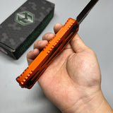 Heretic Knives Colossus OTF AUTO 3.5" CPM-MagnaCut Stonewashed Clip Point Combo Blade, orange Aluminum Handles