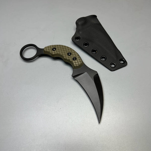 A2D EDC Fixed Knife DLC G10 Kydex handmade claw knife