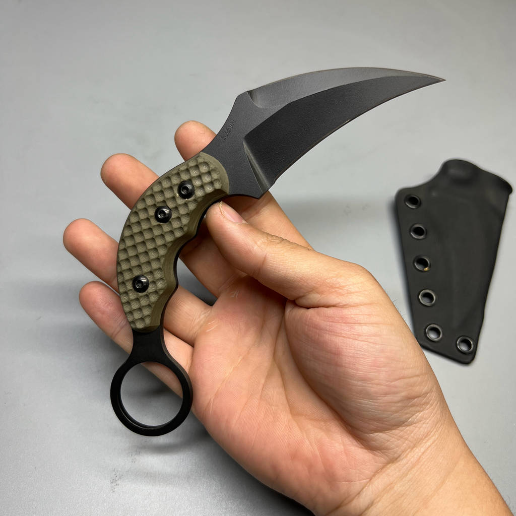 A2D EDC Fixed Knife DLC G10 Kydex handmade claw knife