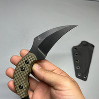 A2D EDC Fixed Knife DLC G10 Kydex handmade claw knife