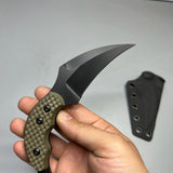 A2D EDC Fixed Knife DLC G10 Kydex handmade claw knife
