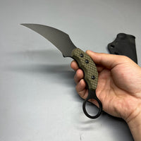 A2D EDC Fixed Knife DLC G10 Kydex handmade claw knife