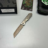 Heretic Knives Jinn Prototype Flamed Titanium w/ Bronze Accents & Hand Ground Battle Bronze Magnacut
