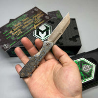 Heretic Knives Jinn Prototype Flamed Titanium w/ Bronze Accents & Hand Ground Battle Bronze Magnacut