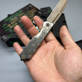 Heretic Knives Jinn Prototype Flamed Titanium w/ Bronze Accents & Hand Ground Battle Bronze Magnacut