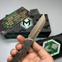 Heretic Knives Jinn Prototype Flamed Titanium w/ Bronze Accents & Hand Ground Battle Bronze Magnacut
