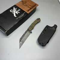 Stroup Knives GP3 General Purpose Fixed Blade Knife 4.25" 1095 Hand Carved Wharncliffe Blade, Milled G10 Handles, Kydex Sheath - GP3-od-G10
