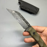 Stroup Knives GP3 General Purpose Fixed Blade Knife 4.25" 1095 Hand Carved Wharncliffe Blade, Milled G10 Handles, Kydex Sheath - GP3-od-G10
