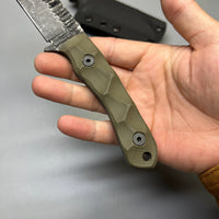 Stroup Knives GP3 General Purpose Fixed Blade Knife 4.25" 1095 Hand Carved Wharncliffe Blade, Milled G10 Handles, Kydex Sheath - GP3-od-G10