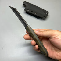 Stroup Knives GP3 General Purpose Fixed Blade Knife 4.25" 1095 Hand Carved Wharncliffe Blade, Milled G10 Handles, Kydex Sheath - GP3-od-G10