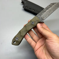 Stroup Knives GP3 General Purpose Fixed Blade Knife 4.25" 1095 Hand Carved Wharncliffe Blade, Milled G10 Handles, Kydex Sheath - GP3-od-G10