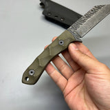 Stroup Knives GP3 General Purpose Fixed Blade Knife 4.25" 1095 Hand Carved Wharncliffe Blade, Milled G10 Handles, Kydex Sheath - GP3-od-G10