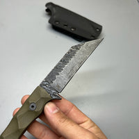 Stroup Knives GP3 General Purpose Fixed Blade Knife 4.25" 1095 Hand Carved Wharncliffe Blade, Milled G10 Handles, Kydex Sheath - GP3-od-G10