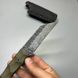 Stroup Knives GP3 General Purpose Fixed Blade Knife 4.25" 1095 Hand Carved Wharncliffe Blade, Milled G10 Handles, Kydex Sheath - GP3-od-G10