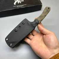 Stroup Knives GP3 General Purpose Fixed Blade Knife 4.25" 1095 Hand Carved Wharncliffe Blade, Milled G10 Handles, Kydex Sheath - GP3-od-G10