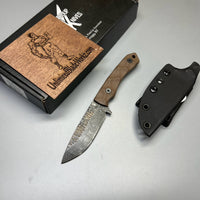 Stroup Knives GP2 General Purpose Fixed Blade Knife 3.75" 1095 Hand Carved Drop Point Blade, Milled Flat Dark Earth G10 Handles, Kydex Sheath - GP2-FDE-G10