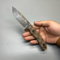 Stroup Knives GP2 General Purpose Fixed Blade Knife 3.75" 1095 Hand Carved Drop Point Blade, Milled Flat Dark Earth G10 Handles, Kydex Sheath - GP2-FDE-G10