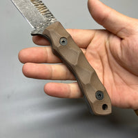 Stroup Knives GP2 General Purpose Fixed Blade Knife 3.75" 1095 Hand Carved Drop Point Blade, Milled Flat Dark Earth G10 Handles, Kydex Sheath - GP2-FDE-G10