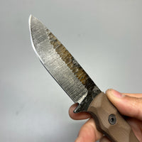 Stroup Knives GP2 General Purpose Fixed Blade Knife 3.75" 1095 Hand Carved Drop Point Blade, Milled Flat Dark Earth G10 Handles, Kydex Sheath - GP2-FDE-G10