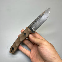 Stroup Knives GP2 General Purpose Fixed Blade Knife 3.75" 1095 Hand Carved Drop Point Blade, Milled Flat Dark Earth G10 Handles, Kydex Sheath - GP2-FDE-G10