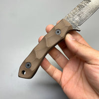 Stroup Knives GP2 General Purpose Fixed Blade Knife 3.75" 1095 Hand Carved Drop Point Blade, Milled Flat Dark Earth G10 Handles, Kydex Sheath - GP2-FDE-G10