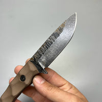 Stroup Knives GP2 General Purpose Fixed Blade Knife 3.75" 1095 Hand Carved Drop Point Blade, Milled Flat Dark Earth G10 Handles, Kydex Sheath - GP2-FDE-G10