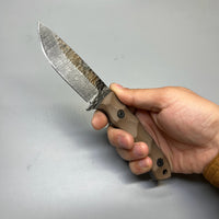 Stroup Knives GP2 General Purpose Fixed Blade Knife 3.75" 1095 Hand Carved Drop Point Blade, Milled Flat Dark Earth G10 Handles, Kydex Sheath - GP2-FDE-G10