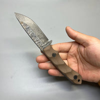 Stroup Knives GP2 General Purpose Fixed Blade Knife 3.75" 1095 Hand Carved Drop Point Blade, Milled Flat Dark Earth G10 Handles, Kydex Sheath - GP2-FDE-G10