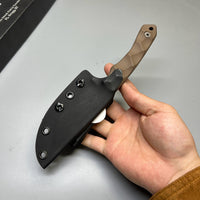 Stroup Knives GP2 General Purpose Fixed Blade Knife 3.75" 1095 Hand Carved Drop Point Blade, Milled Flat Dark Earth G10 Handles, Kydex Sheath - GP2-FDE-G10