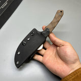 Stroup Knives GP2 General Purpose Fixed Blade Knife 3.75" 1095 Hand Carved Drop Point Blade, Milled Flat Dark Earth G10 Handles, Kydex Sheath - GP2-FDE-G10