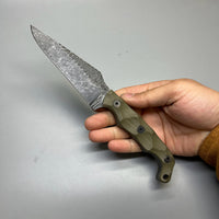 Stroup Knives TU2 Fixed Blade Knife OD Green G10 4.5" 1095 Carved Pike TU2-OD-G10