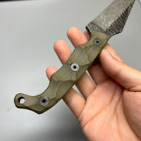 Stroup Knives TU2 Fixed Blade Knife OD Green G10 4.5" 1095 Carved Pike TU2-OD-G10