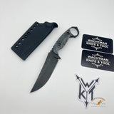 WACHTMAN KNIFE & TOOL Titanoraptor Handmade Micarta Handle uneven stone surface
