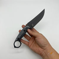 WACHTMAN KNIFE & TOOL Titanoraptor Handmade Micarta Handle uneven stone surface