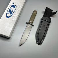 Zero Tolerance 6 Fixed Blade Knife OD Green G-10 (6" Gray CPM 3V) ZT 0006