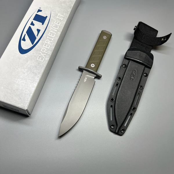 Zero Tolerance 6 Fixed Blade Knife OD Green G-10 (6" Gray CPM 3V) ZT 0006