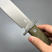 Zero Tolerance 6 Fixed Blade Knife OD Green G-10 (6" Gray CPM 3V) ZT 0006