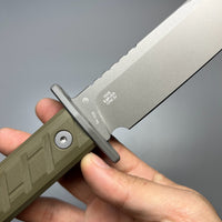 Zero Tolerance 6 Fixed Blade Knife OD Green G-10 (6" Gray CPM 3V) ZT 0006
