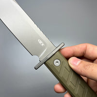 Zero Tolerance 6 Fixed Blade Knife OD Green G-10 (6" Gray CPM 3V) ZT 0006