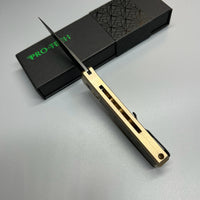 Pro-Tech Custom Godson AUTO Folding Knife 3.15" 154CM Black DLC Blade, Stonewashed Bronze Aluminum Handles with Dark Matter Gold FatCarbon Inlay
