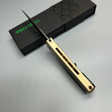 Pro-Tech Custom Godson AUTO Folding Knife 3.15" 154CM Black DLC Blade, Stonewashed Bronze Aluminum Handles with Dark Matter Gold FatCarbon Inlay