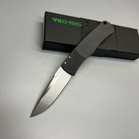 Pro-Tech/Whiskers BR-1.10 Magic Bolster Release AUTO Folding Knife 3.1" 154CM Stonewashed Plain Blade, Gray Aluminum Handles