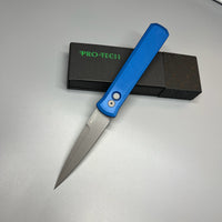 Pro-Tech 920 Godfather AUTO Folding Knife 4" 154CM Blade, Blue Aluminum Handles