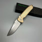 Pro-Tech LG334 Custom Les George Rockeye AUTO Folding Knife 3.375" S35VN Two-Tone Drop Point Blade, Textured Stonewashed Bronze Handles,
