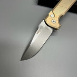 Pro-Tech LG334 Custom Les George Rockeye AUTO Folding Knife 3.375" S35VN Two-Tone Drop Point Blade, Textured Stonewashed Bronze Handles,