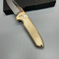 Pro-Tech LG334 Custom Les George Rockeye AUTO Folding Knife 3.375" S35VN Two-Tone Drop Point Blade, Textured Stonewashed Bronze Handles,