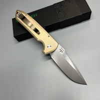 Pro-Tech LG334 Custom Les George Rockeye AUTO Folding Knife 3.375" S35VN Two-Tone Drop Point Blade, Textured Stonewashed Bronze Handles,