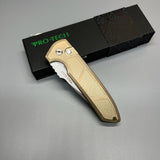 Pro-Tech LG334 Custom Les George Rockeye AUTO Folding Knife 3.375" S35VN Two-Tone Drop Point Blade, Textured Stonewashed Bronze Handles,