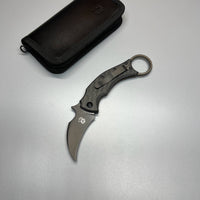 Fox Bastinelli 591 Luxury Black Bird Folding Karambit 2.25" Elmax Black Blade,  Carbon Fiber Titanium Handles